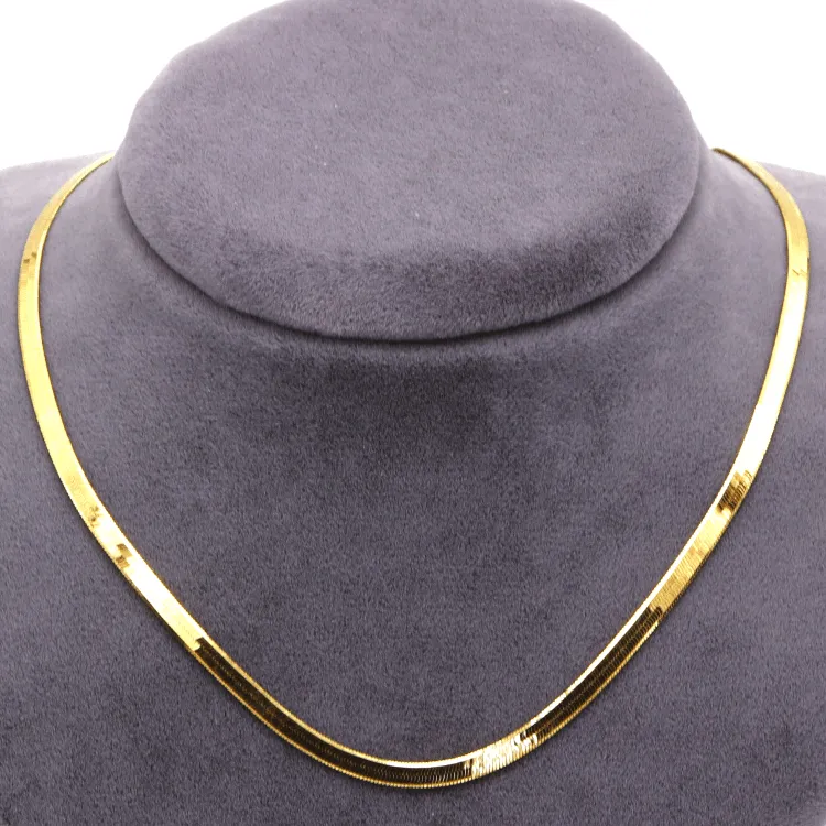 Real Gold Omega Snake Herringbone Belt Chain Necklace 0707 (40 C.M) CH1227