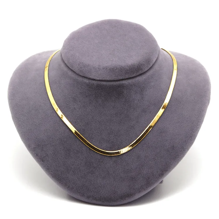 Real Gold Omega Snake Herringbone Belt Chain Necklace 0707 (40 C.M) CH1227