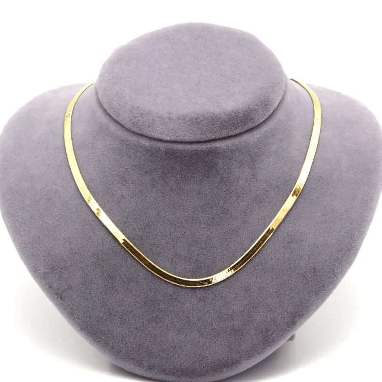 Real Gold Omega Snake Herringbone Belt Chain Necklace 0707 (40 C.M) CH1227