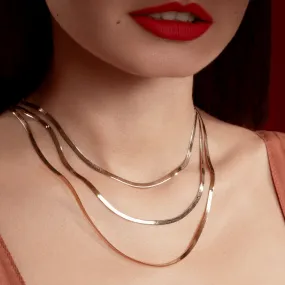 Real Gold Omega Snake Herringbone Belt Chain Necklace 0707 (40 C.M) CH1227