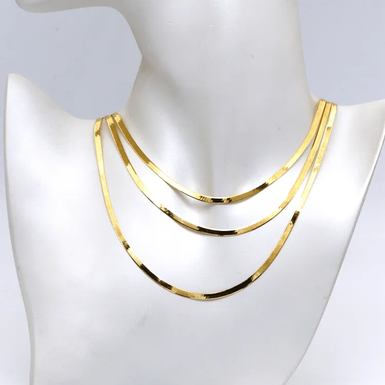 Real Gold Omega Snake Herringbone Belt Chain Necklace 0707 (40 C.M) CH1227