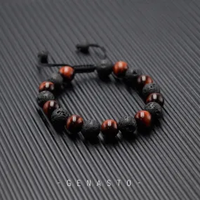 Red Tiger Eye & Lava Rock, Single-layer Bracelet, 10mm