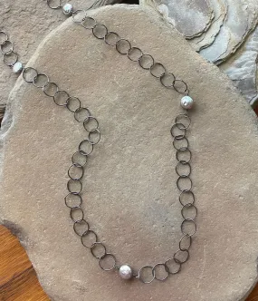 Reflection Long Pearl Chain Necklace