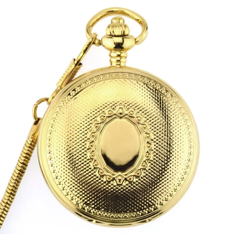 Rich Gold Double-sided Polished Classic Retro Pocket Watch