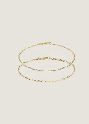 Rolo & Micro Link Chain Bracelet Stack