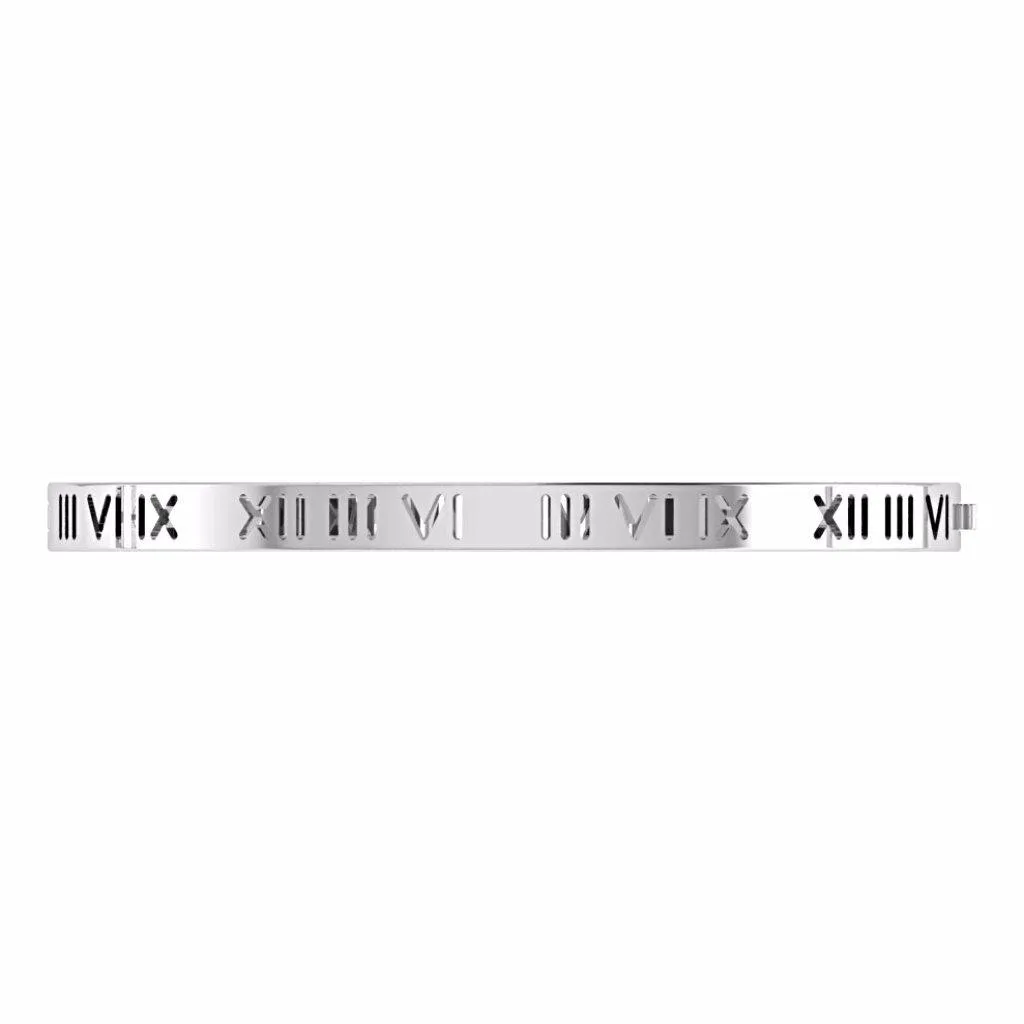 Roman Numerals Bangle Bracelet 14K Gold Plated 925 Sterling Silver