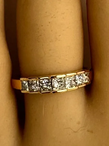 Romantic Princess Cut Diamond Ring in 18ct Yellow Gold - Valentine's Day Gift