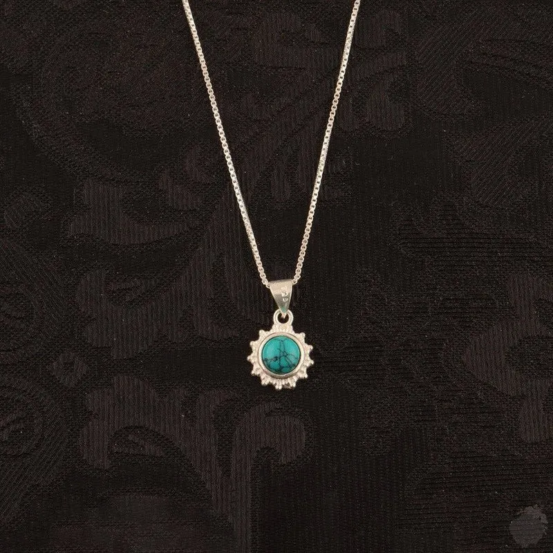 Round Turquoise Sterling Silver Pendant