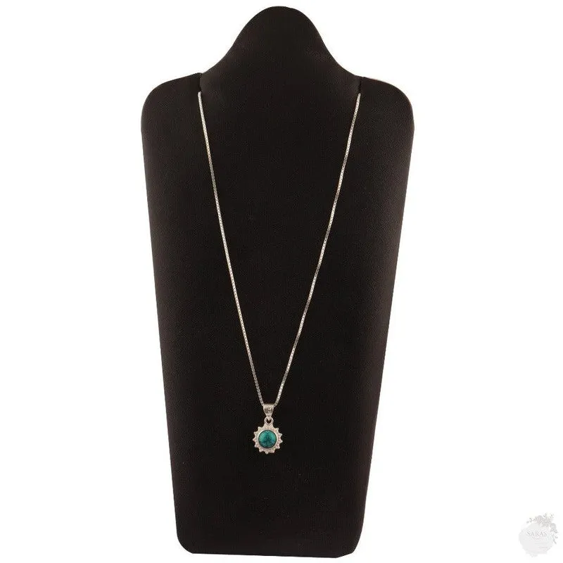 Round Turquoise Sterling Silver Pendant