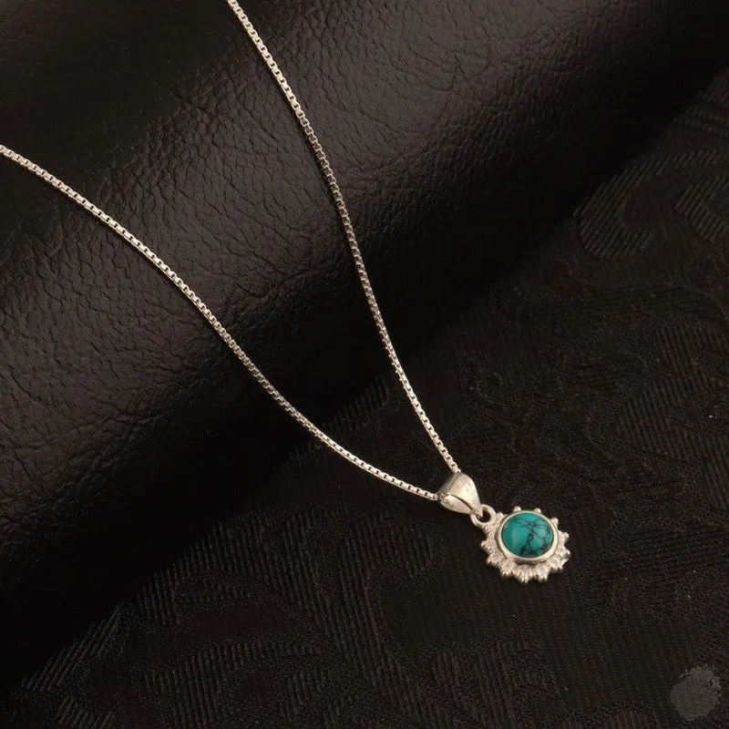 Round Turquoise Sterling Silver Pendant