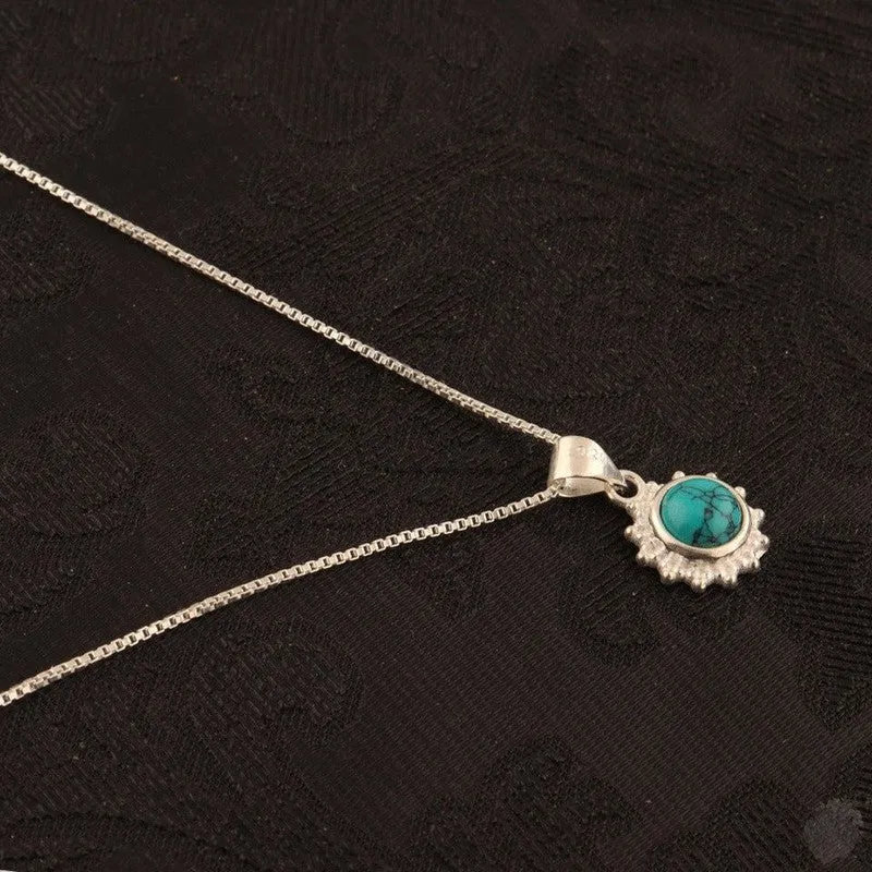 Round Turquoise Sterling Silver Pendant