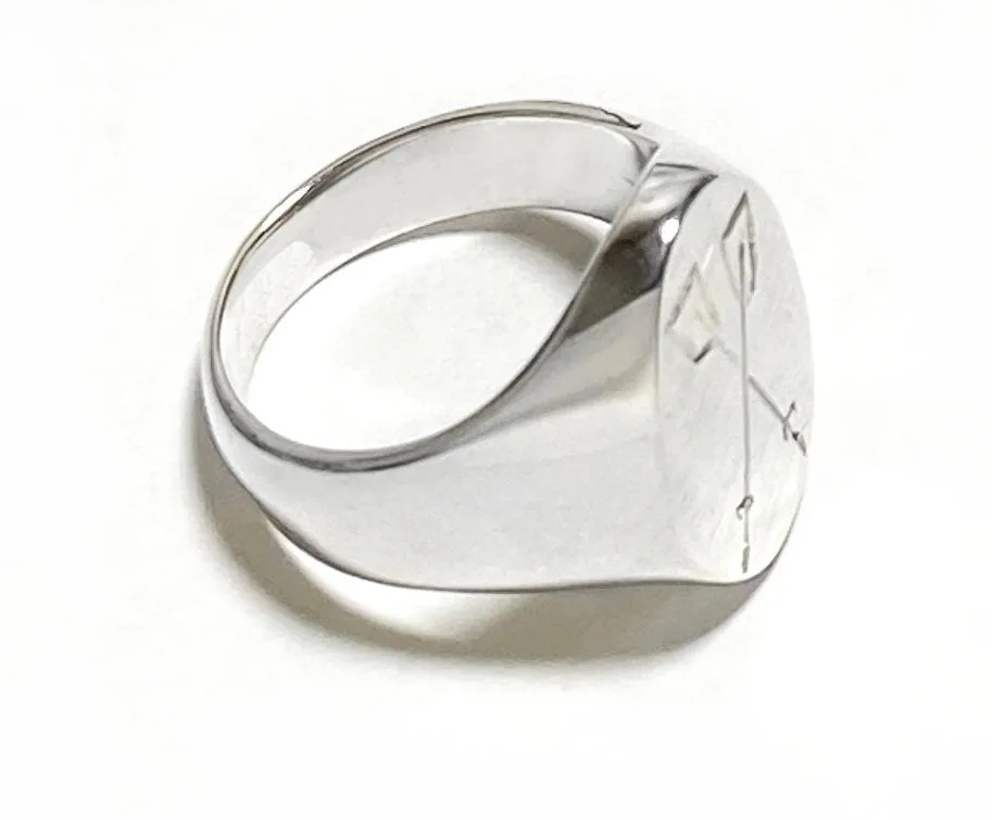 Rowing Crossed Oars Hand Engraved Oval Signet Ring