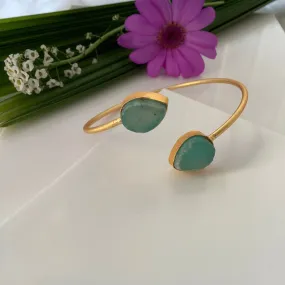 Salvanity Brass Gold Simple Rough stone bracelet - Mint Green