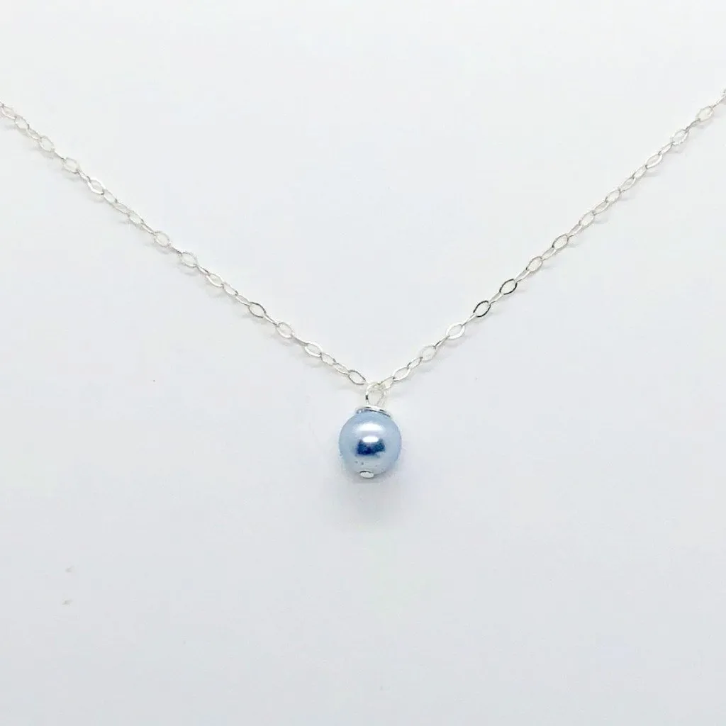 Satin Blue Pearl Bridesmaid Necklace