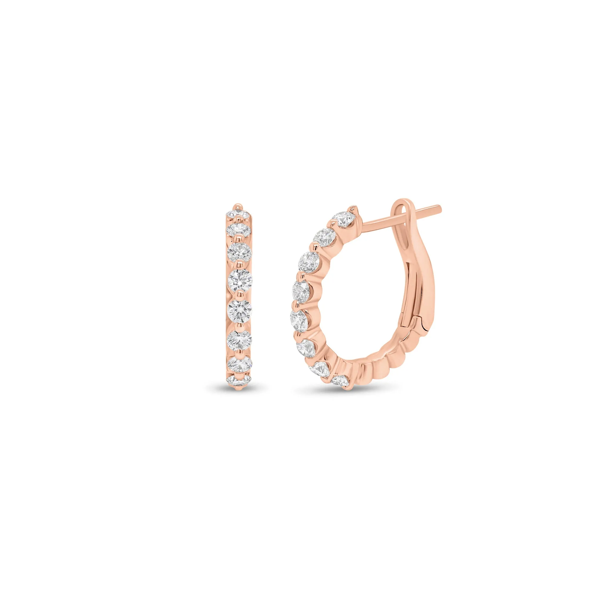 Shared Prong Diamond Huggie Earrings