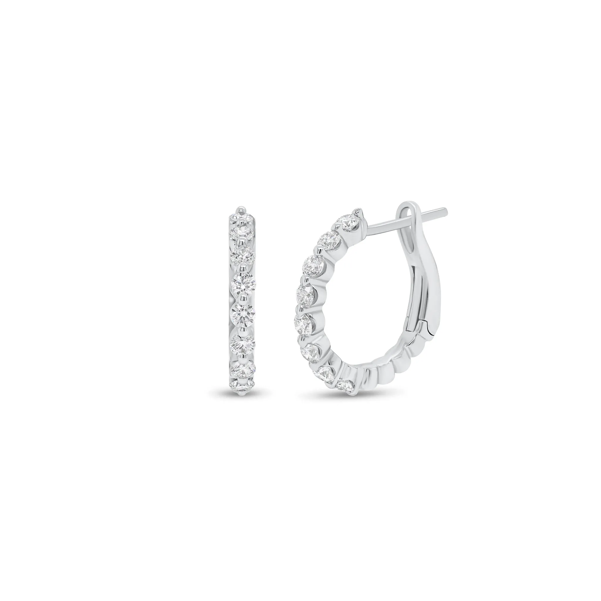 Shared Prong Diamond Huggie Earrings