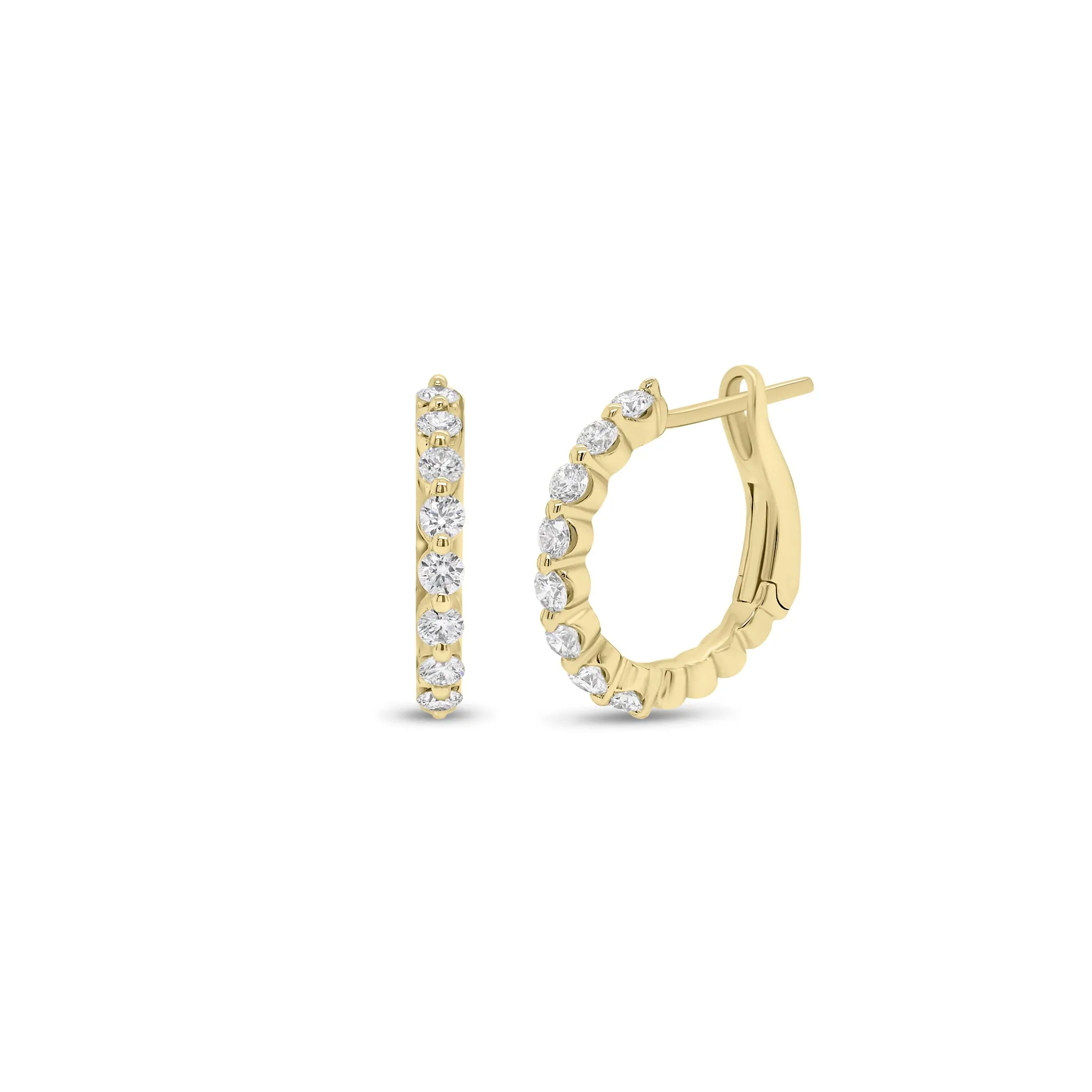 Shared Prong Diamond Huggie Earrings