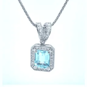 Silver Aquamarine and CZ necklace