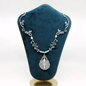 Silver Phoenix Feather Statement Necklace