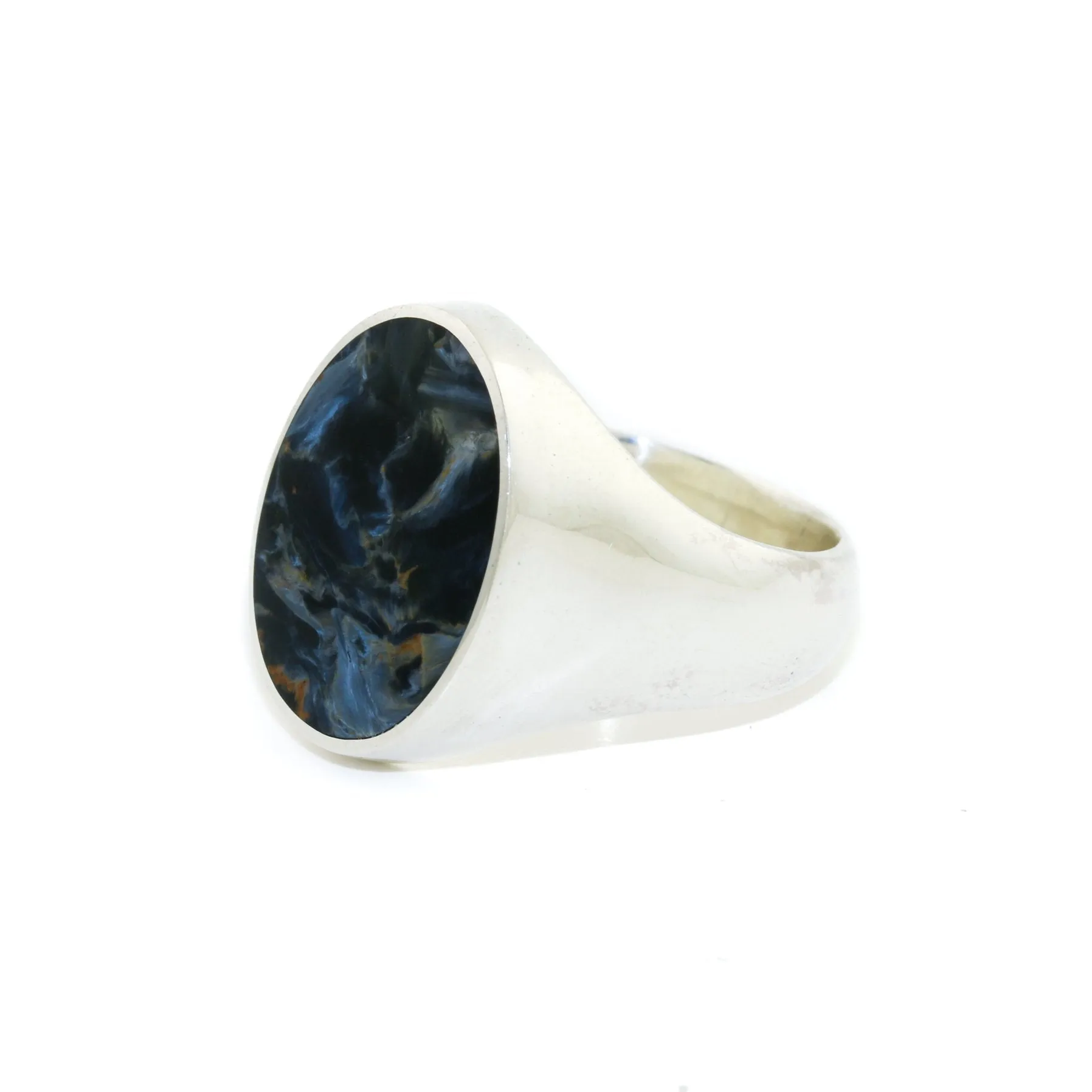 Silver x Oval Pietersite Inlay Signet