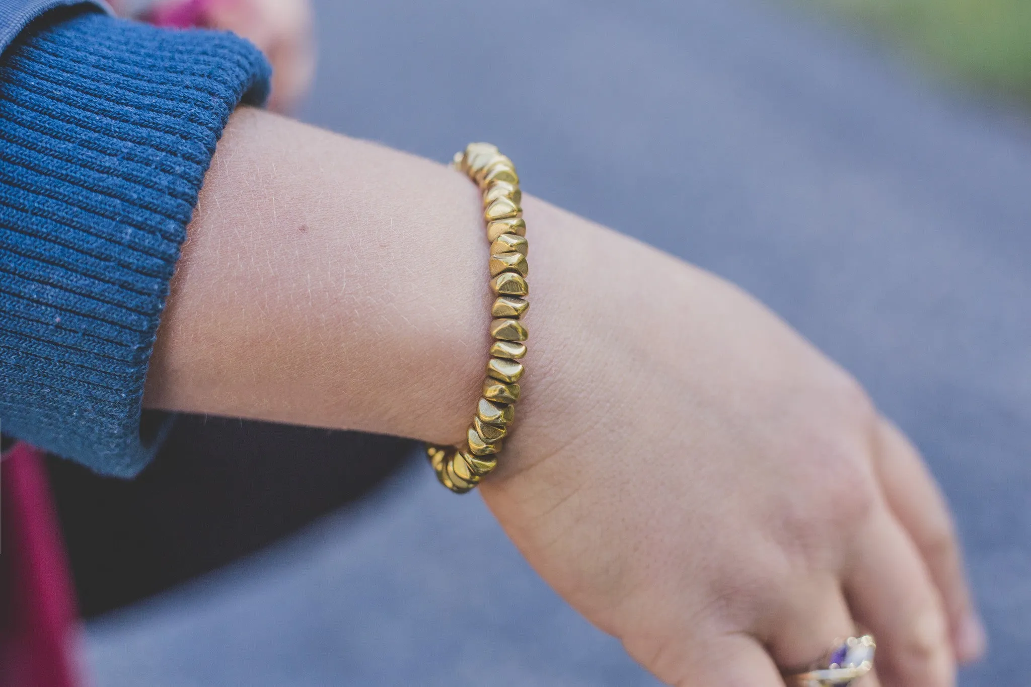 Sisco   Berluti Beaded Bracelet - Metal Nuggets with Gold Stardust Accent