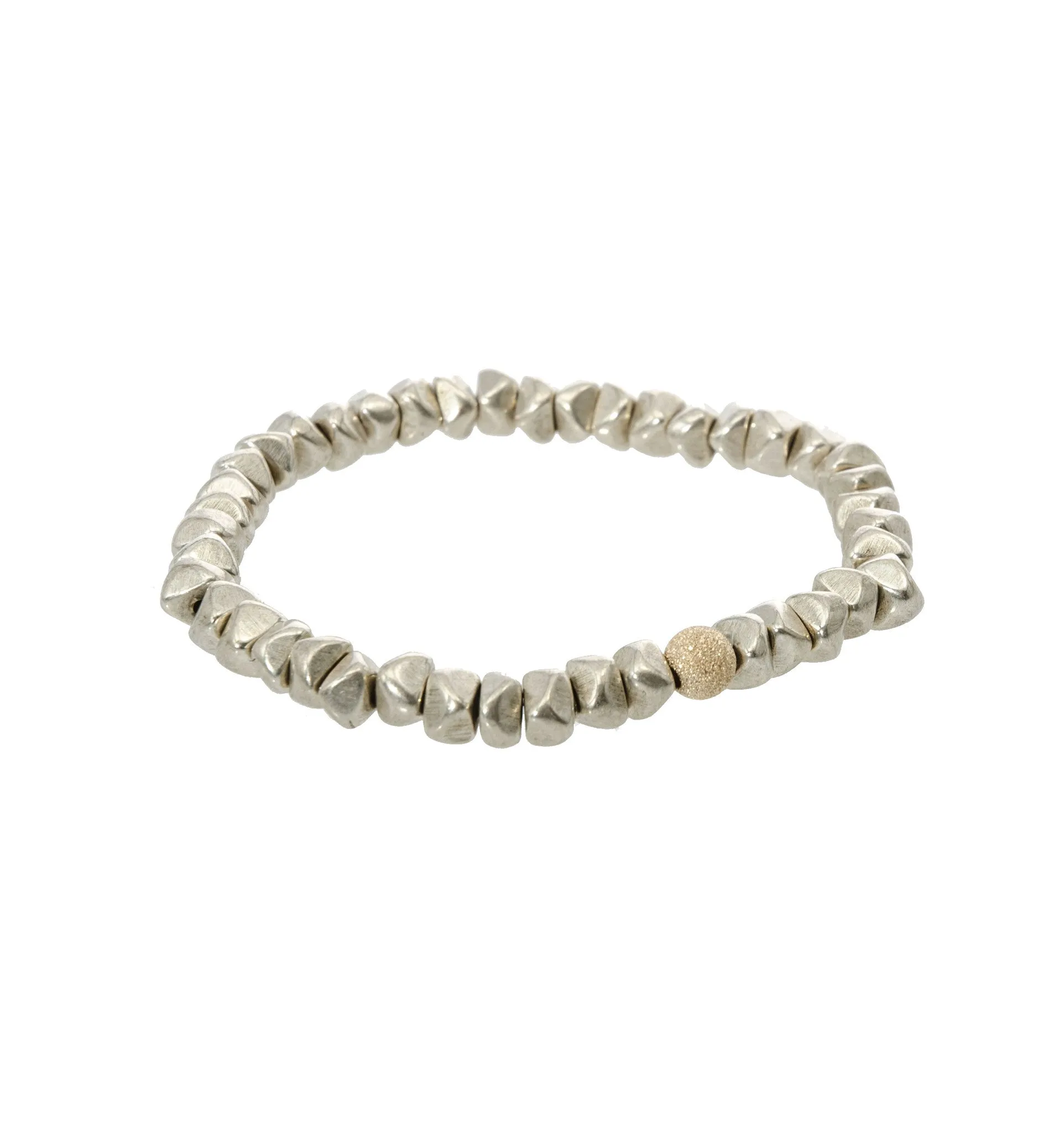 Sisco   Berluti Beaded Bracelet - Metal Nuggets with Gold Stardust Accent