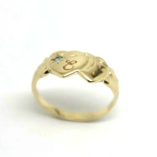 Size K1/2 9ct Yellow, Rose or White Gold Double Heart Topaz Signet Ring   Engraving 1 initial