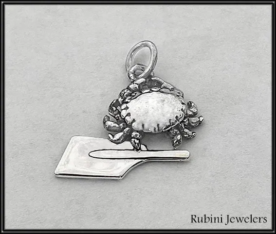 Small Crab with Mini Rowing Blade Charm/Pendant