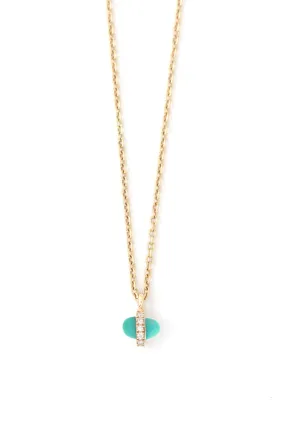 Small Micropave Bezel Wrapped Turquoise Charm Necklace