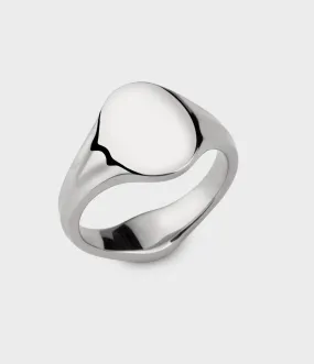 Small Oval Signet in Silver, Size Q