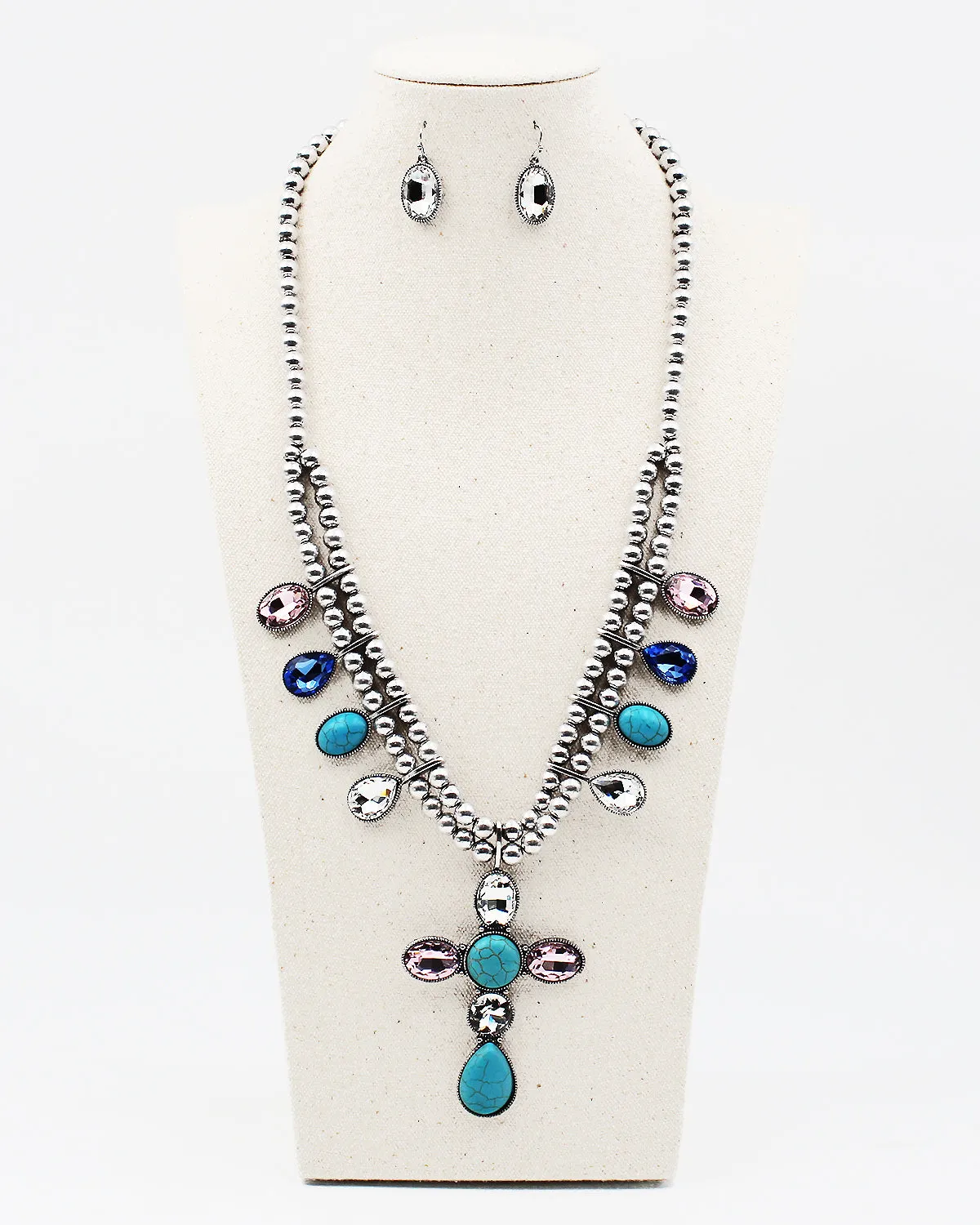 Southwestern Cross Pendant Statement Necklace