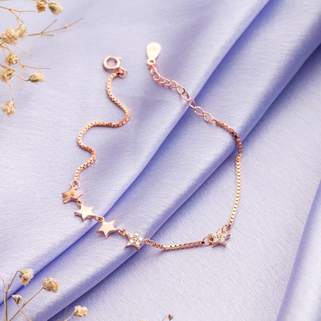 Starlight Splendor Rose Gold-Plated 925 Sterling Silver Bracelet