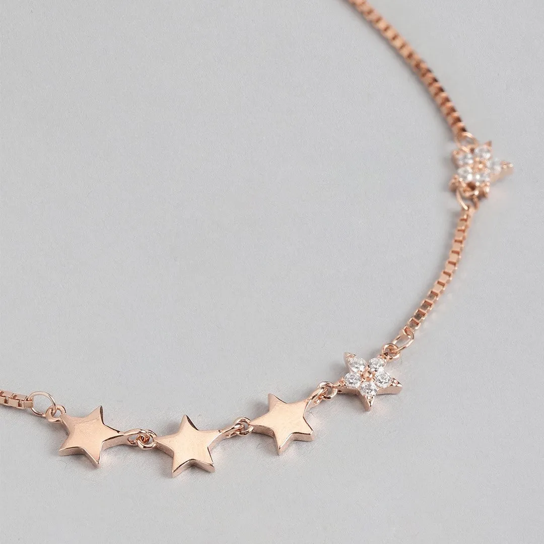 Starlight Splendor Rose Gold-Plated 925 Sterling Silver Bracelet