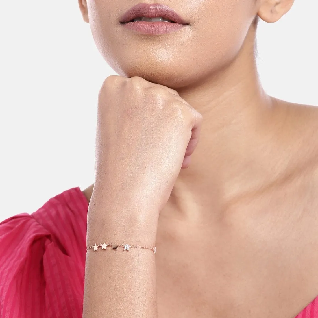 Starlight Splendor Rose Gold-Plated 925 Sterling Silver Bracelet