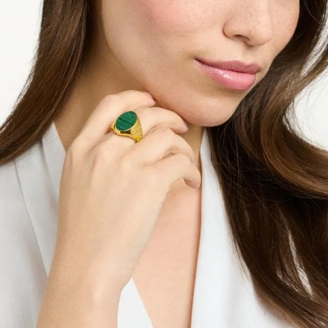 Sterling Silver Gold Plated Green Stone Ring TR2242-140-6