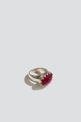 Sterling Silver Ruby Oval Signet Ring