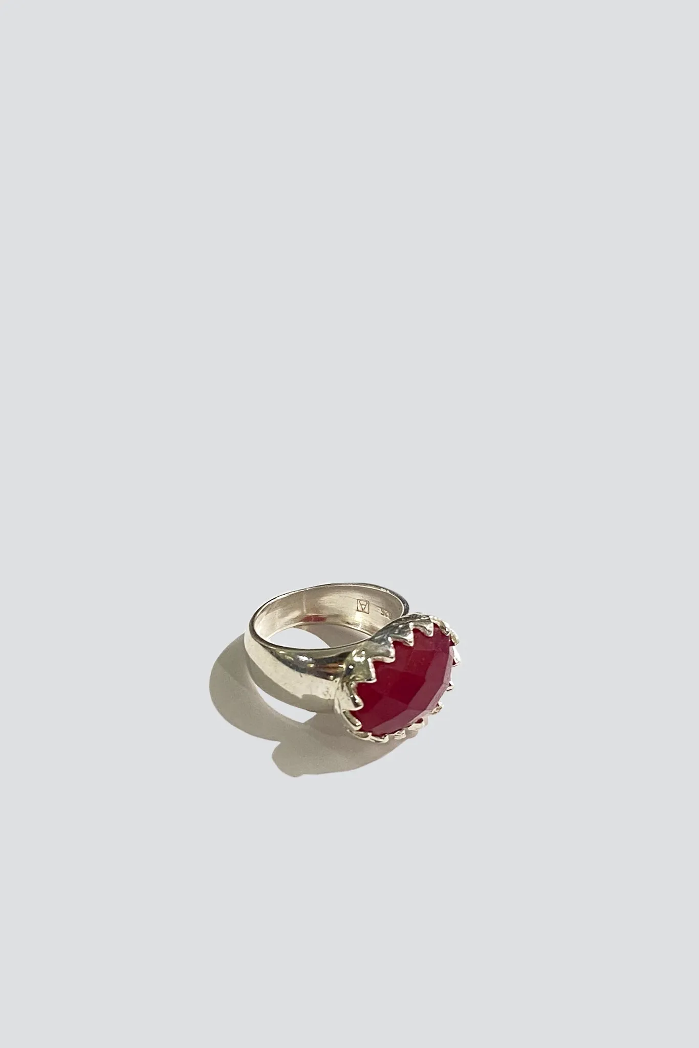 Sterling Silver Ruby Oval Signet Ring