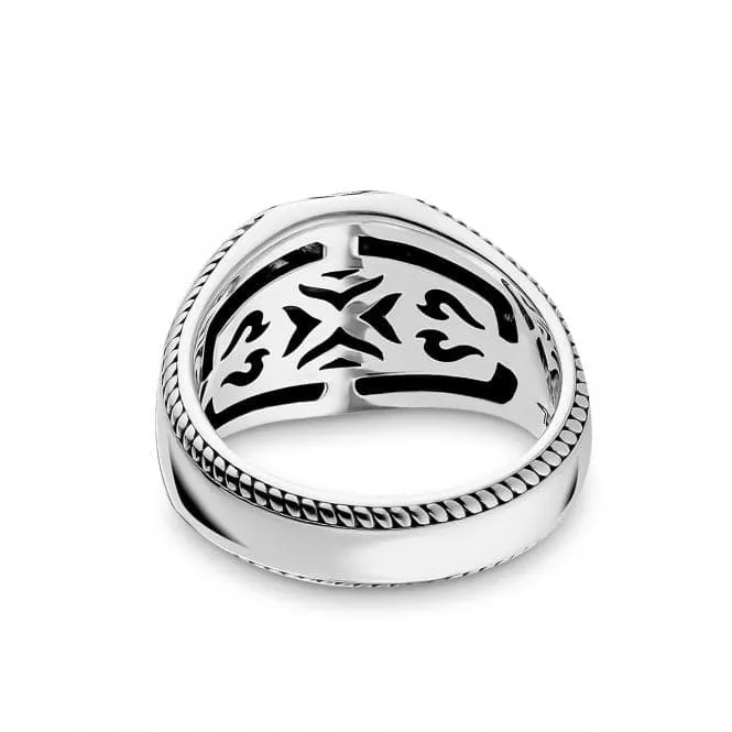 Sterling Silver Yellow Gold Coloured Statement Signet Mens Ring TR2293-849-39