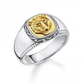 Sterling Silver Yellow Gold Coloured Statement Signet Mens Ring TR2293-849-39