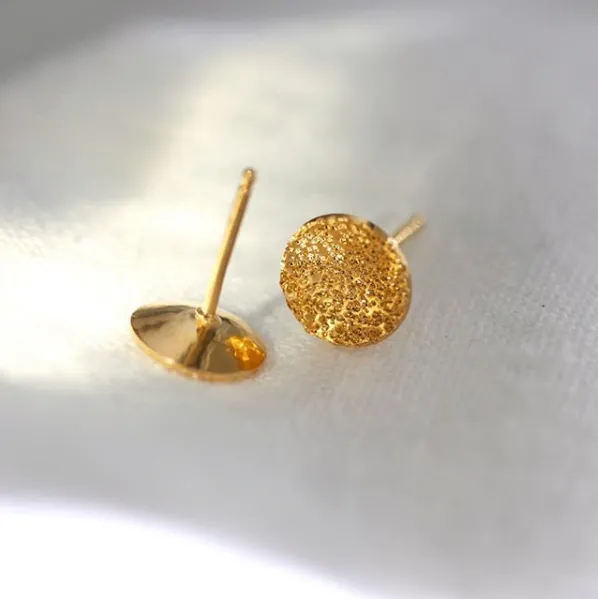 Stud Earrings Circle Dot Diamond Dusted (large)
