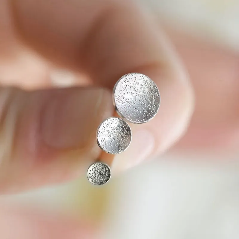 Stud Earrings Circle Dot Diamond Dusted (large)