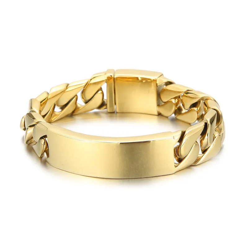 Stylish Curved Titanium Steel Chain Bracelet for Men - Hip Hop-Inspired Jewelry