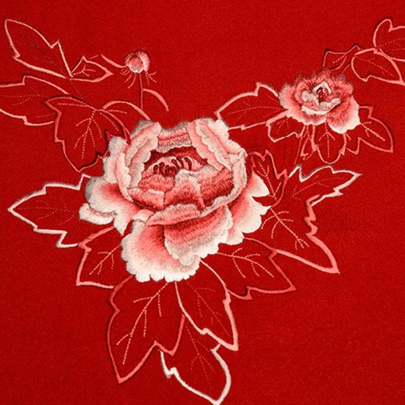 Su Embroidery Peony Cashmere Shawl Warm Winter Gift 200x70 cm