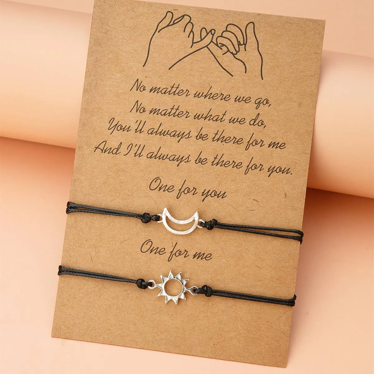Sun & Moon Adjustable Buddy Bracelet -  Black Rope Thread String Bracelets For Couples