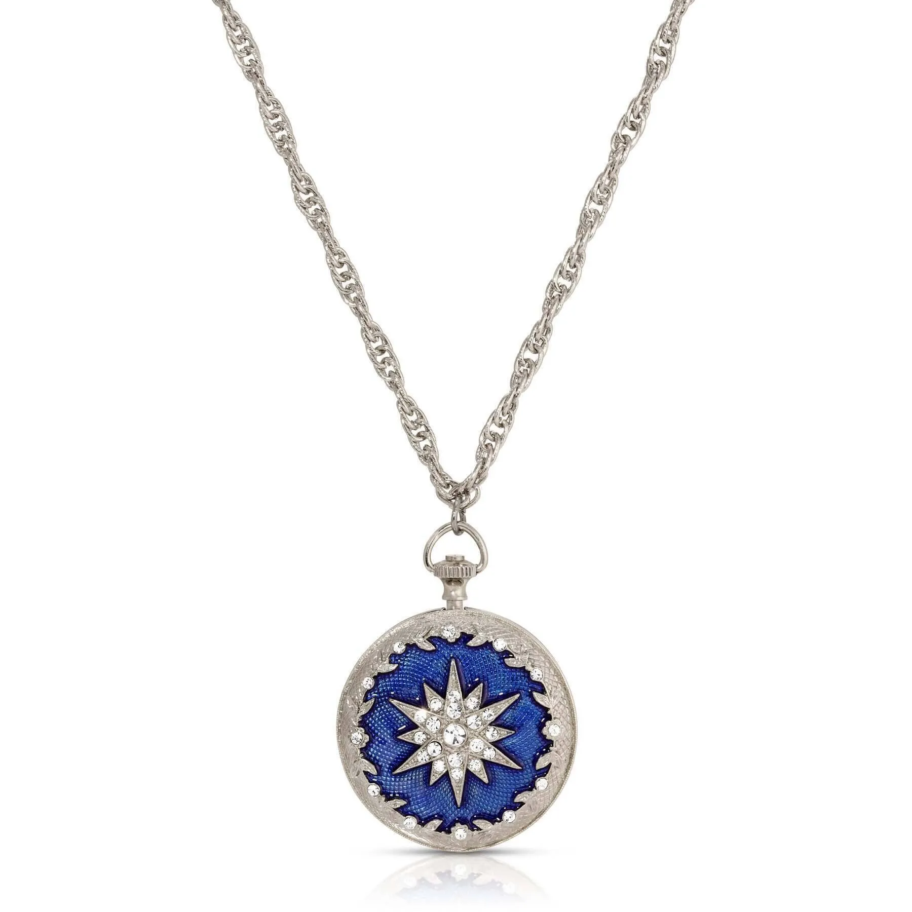 Symbols Of Faith Starburst Crystal Enamel Round Locket Necklace 28"