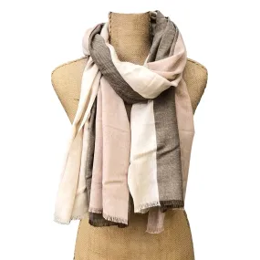 Three Stripes Elegant Cotton Scarf - Camel