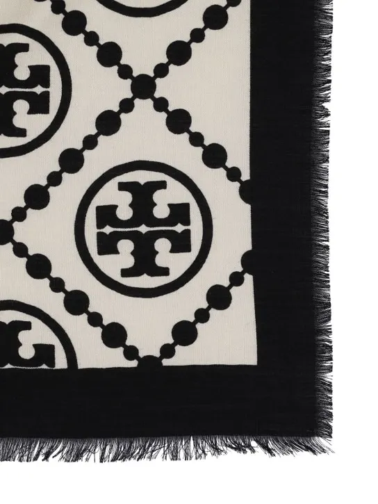 Tory Burch   T Monogram wool &amp; silk scarf 
