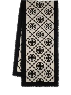 Tory Burch   T Monogram wool &amp; silk scarf 