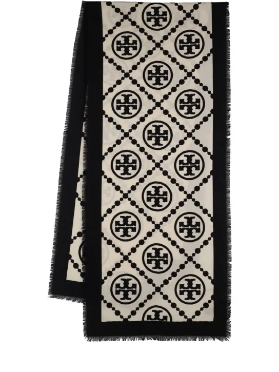 Tory Burch   T Monogram wool &amp; silk scarf 