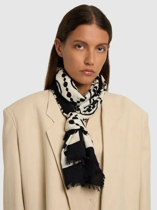 Tory Burch   T Monogram wool &amp; silk scarf 